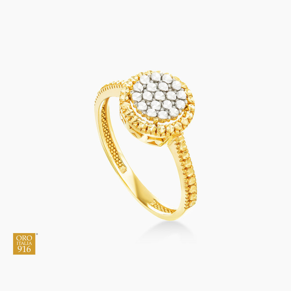 Oro Italia 916 Yellow and White Gold Ring GR45390321-BI (22K Gold)