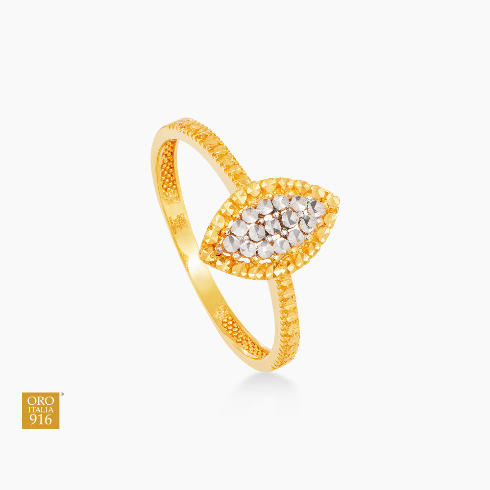 Oro Italia 916 Yellow and White Gold Ring GR45480424(YW)-BI