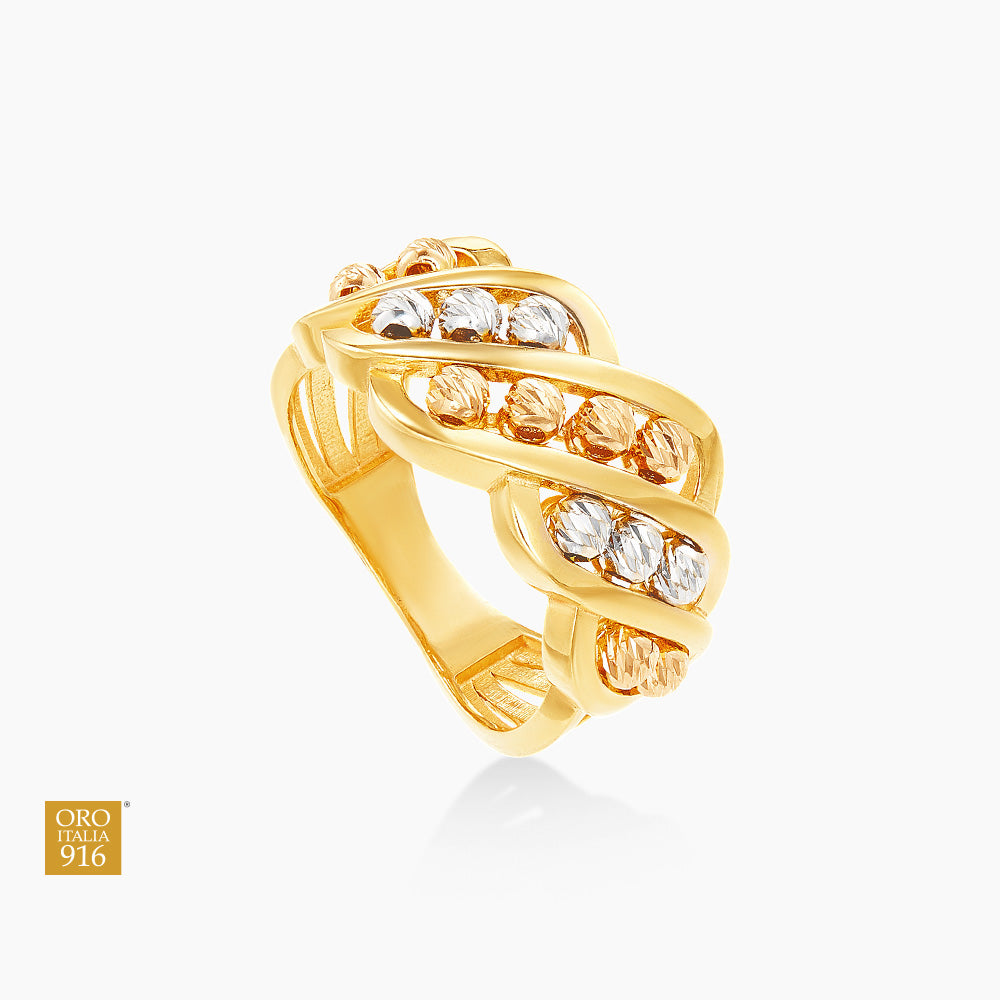 Oro Italia 916 White, Yellow and Rose Gold Ring GR45570321-TI (22K Gold)