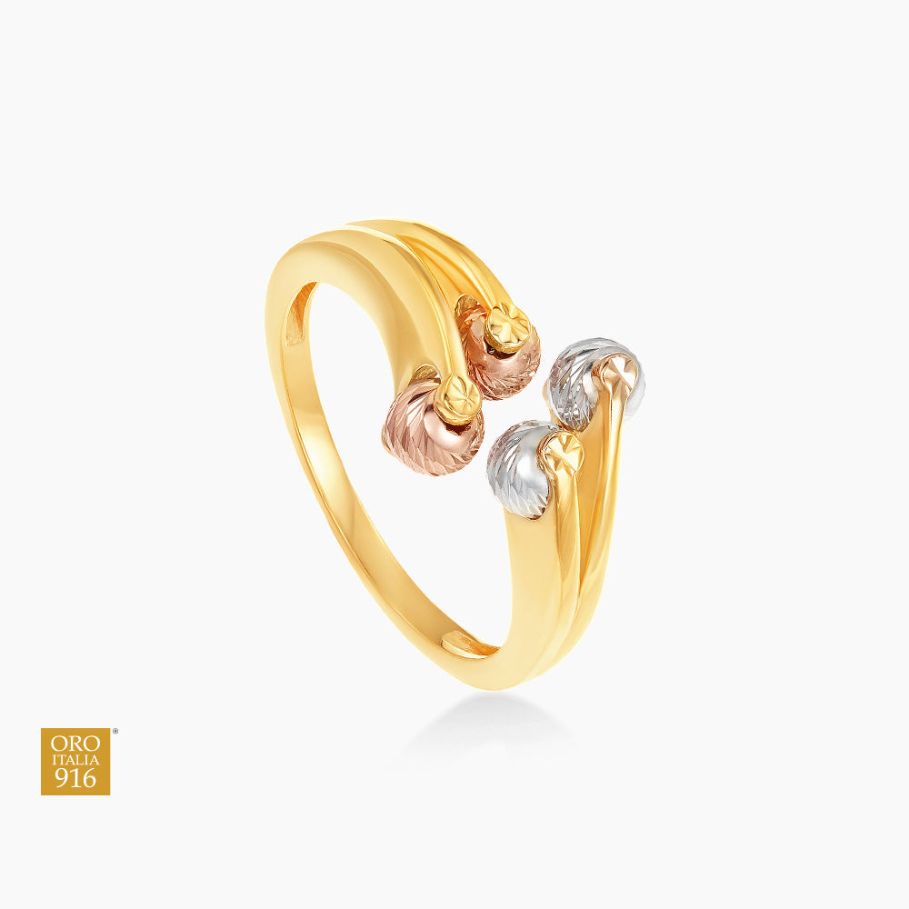 Oro Italia 916 White, Yellow and Rose Gold Ring GR45620321-TI (22K Gold)