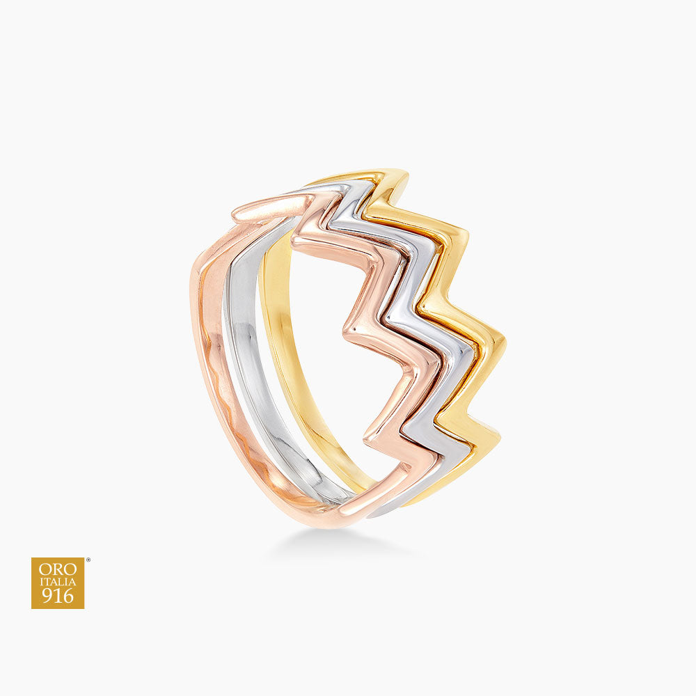 STRATO | Oro Italia 916 Yellow, White and Rose Gold Ring GR46960921-TI