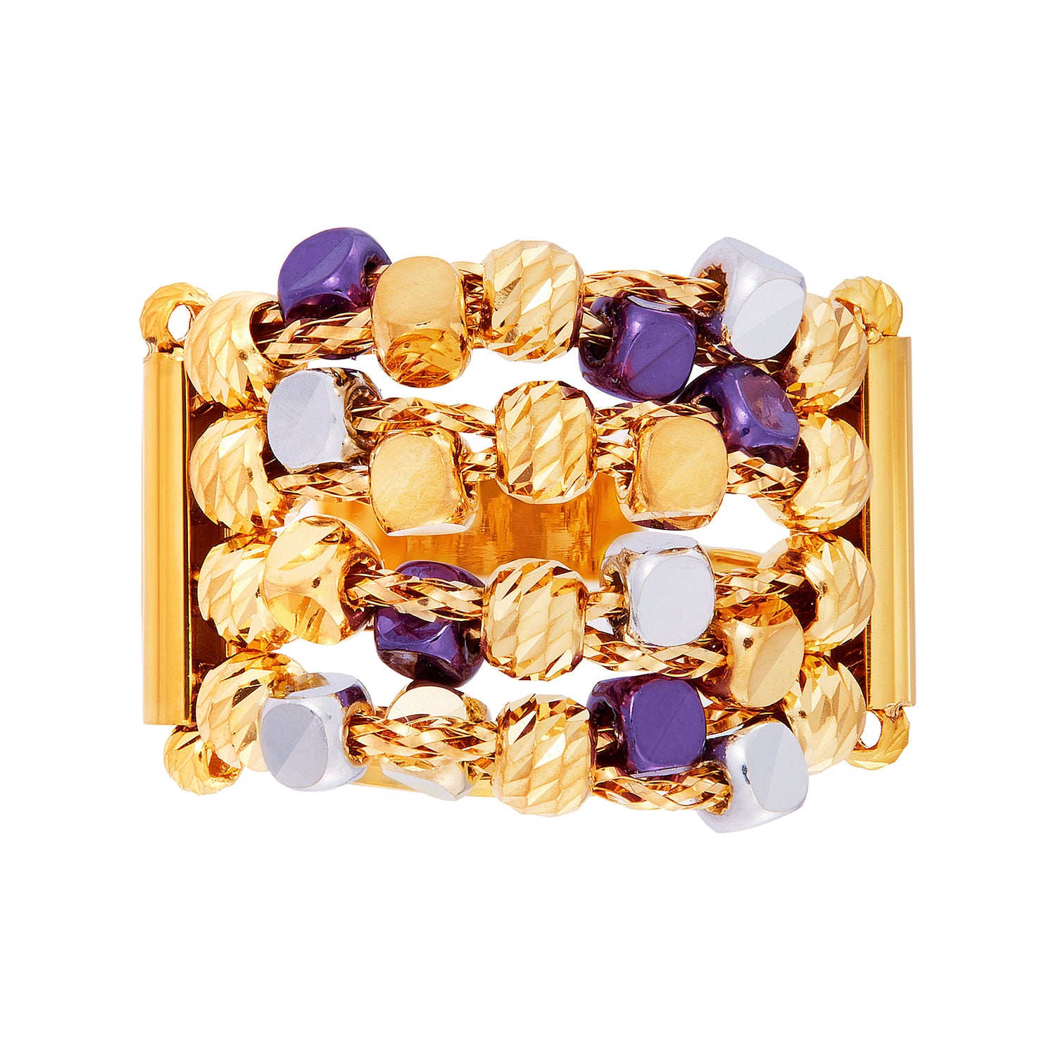 CLARA | Oro Italia 916 Yellow and White Gold Ring GR48320822(PPL)-TI (22K Gold)