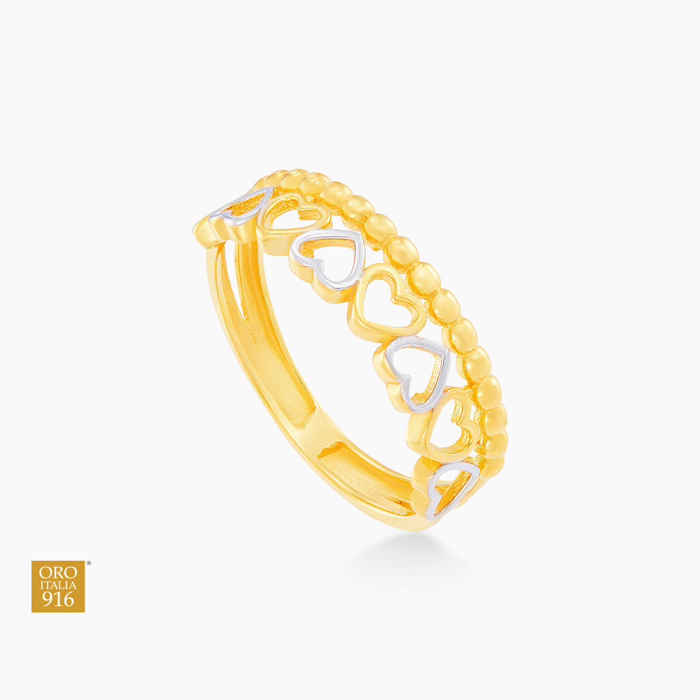 Oro Italia 916 White and Yellow Gold Ring GR48360822(YW)-BI (22K Gold)