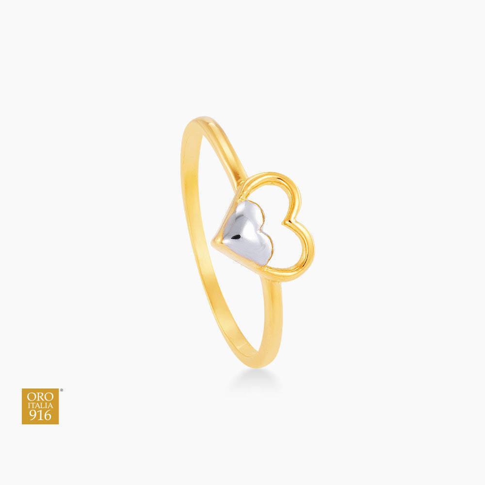 Oro Italian 916 Yellow and White Gold Ring GR49080123(YW)-BI(22K Gold)