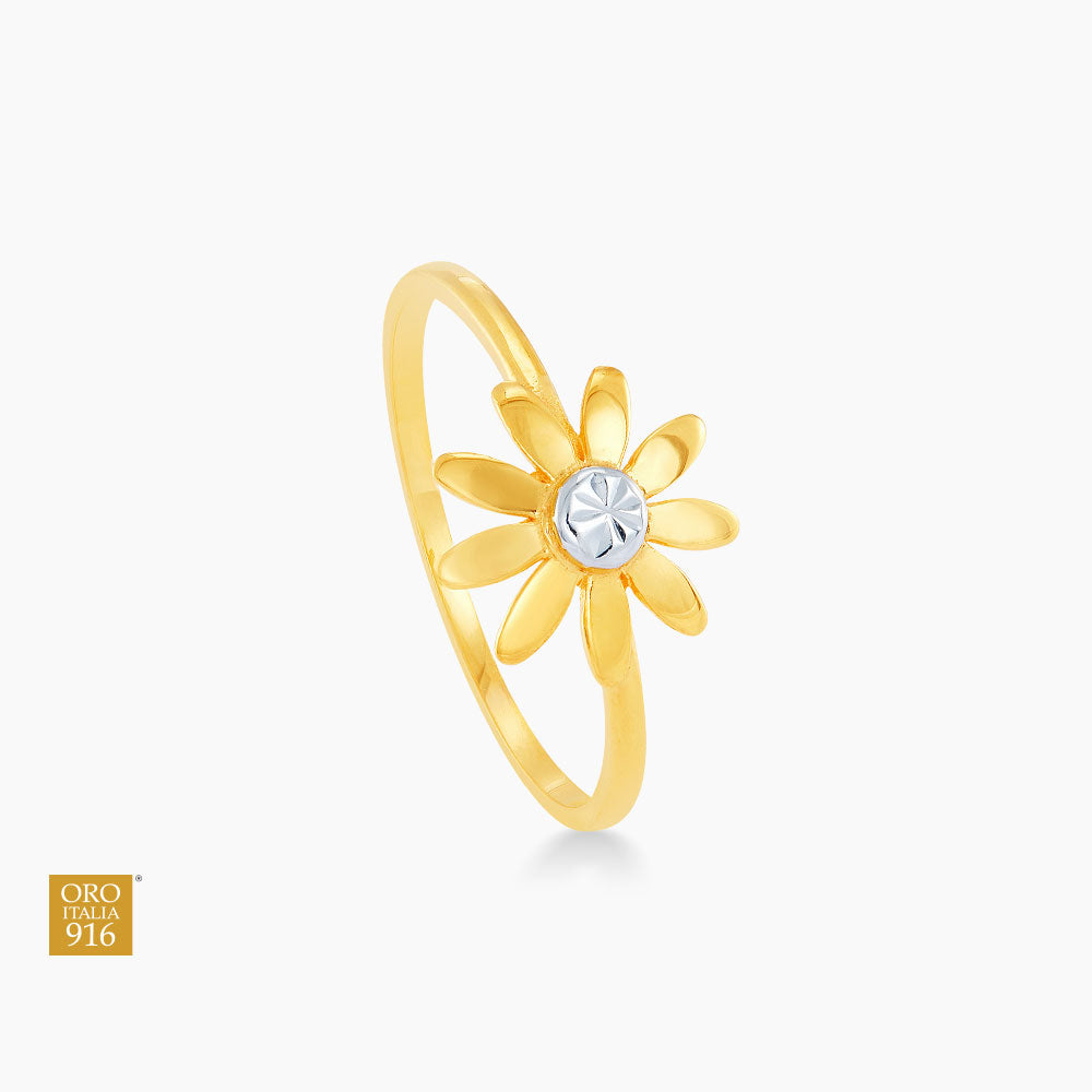 Oro Italia 916 Yellow and White Gold Ring GR49220323(YW)-BI (22K Gold)