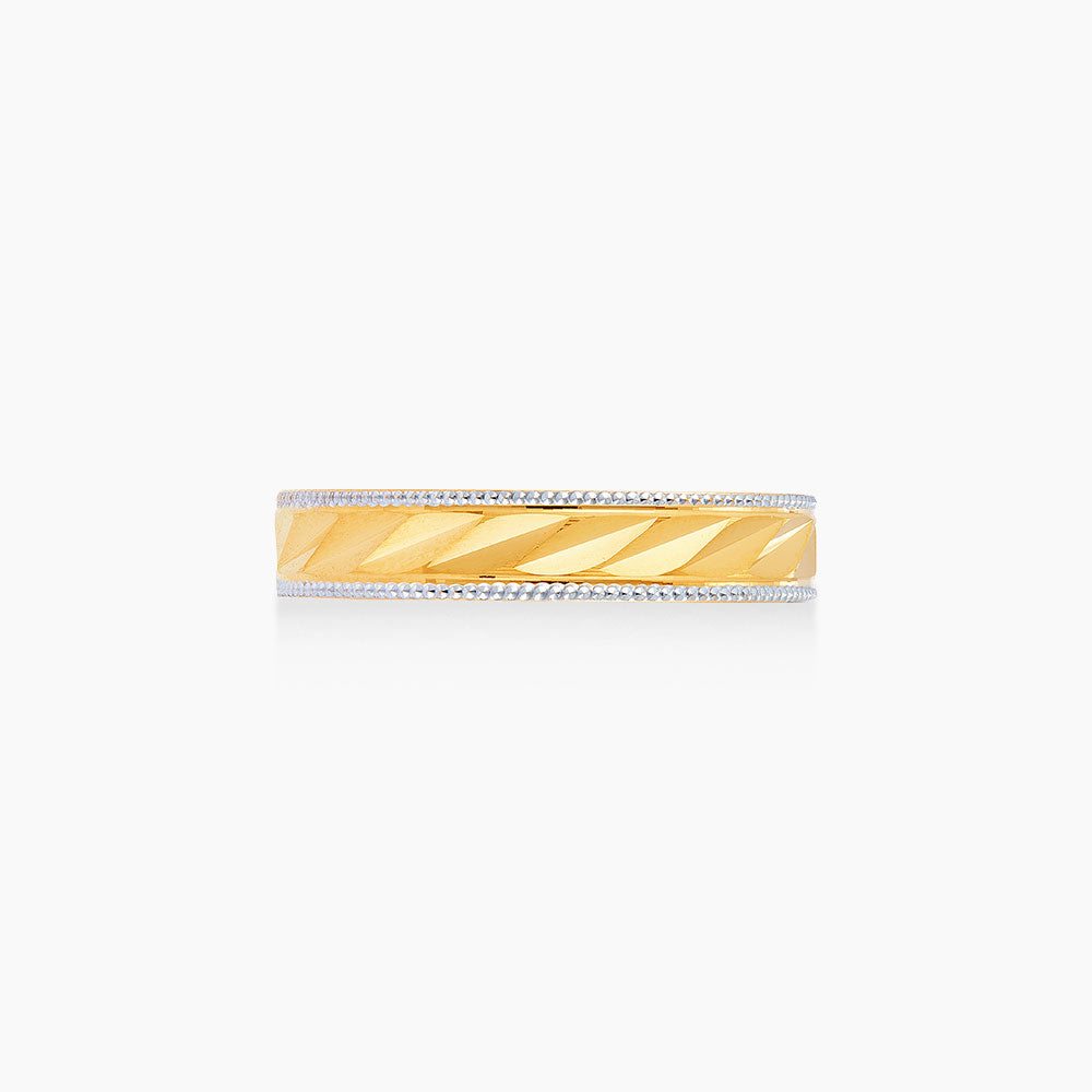 Oro Italia 916 Yellow and White Gold Ring (Belah Rotan) GR49250323(YW)-BI (22K Gold)