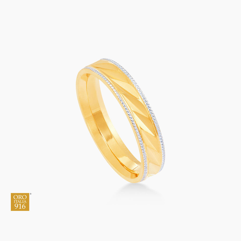 Oro Italia 916 Yellow and White Gold Ring (Belah Rotan) GR49250323(YW)-BI (22K Gold)