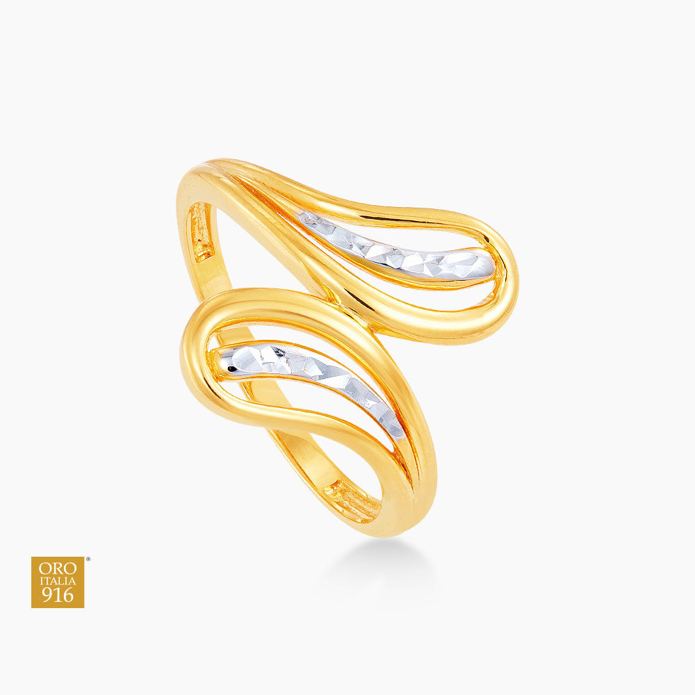 Oro Italia 916 Yellow and White Gold Ring GR49350323(YW)-BI (22K Gold)