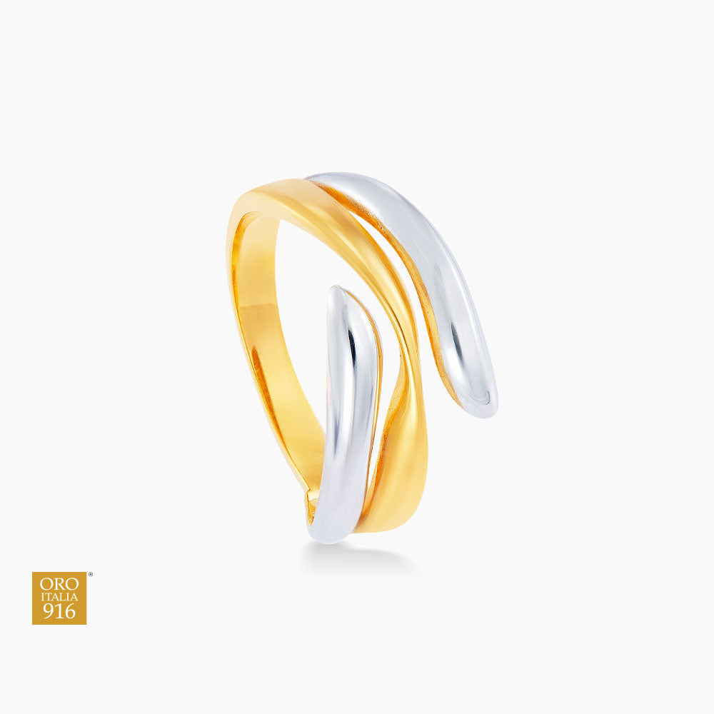 Oro Italia 916 Yellow and White Gold Ring GR49510523(YW)-BI (22K Gold)