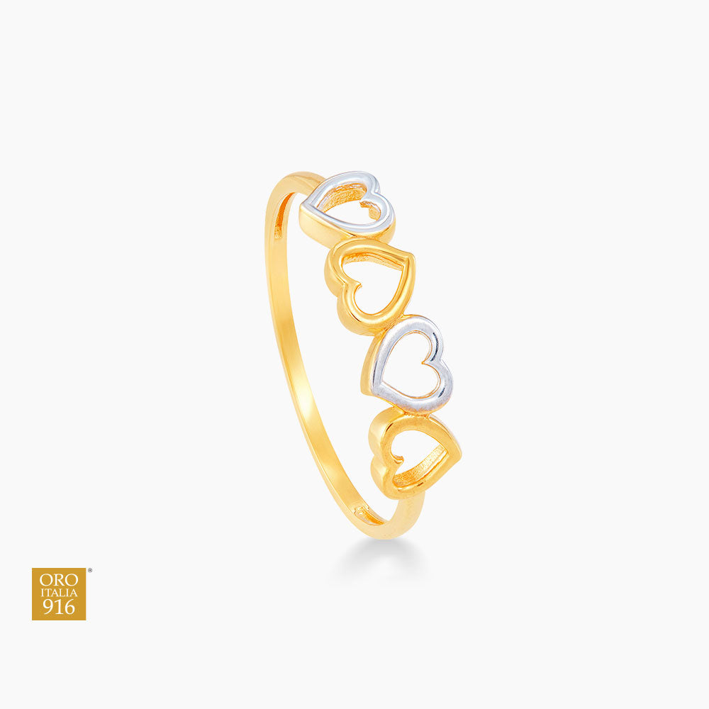 Oro Italia 916 Yellow and White Gold Ring (Heart) GR50000523(YW)-BI (22K Gold)