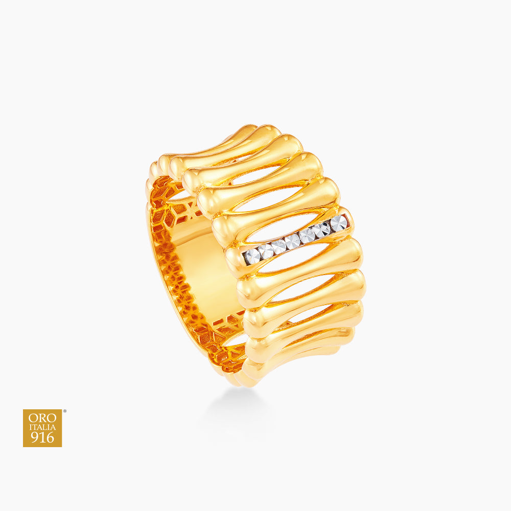 Oro Italia 916 Yellow and White Gold Ring GR50340523(YW)-BI (22K Gold)