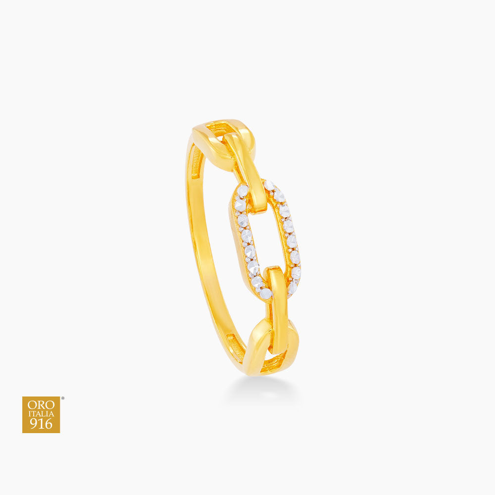Oro Italia 916 Yellow and White Gold Ring GR50430623(YW)-BI (22K Gold)