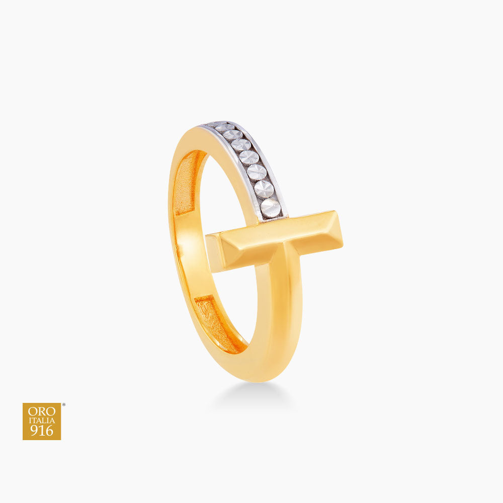 Oro Italia 916 Yellow and White Gold Ring GR50470623(YW)-BI (22K Gold)
