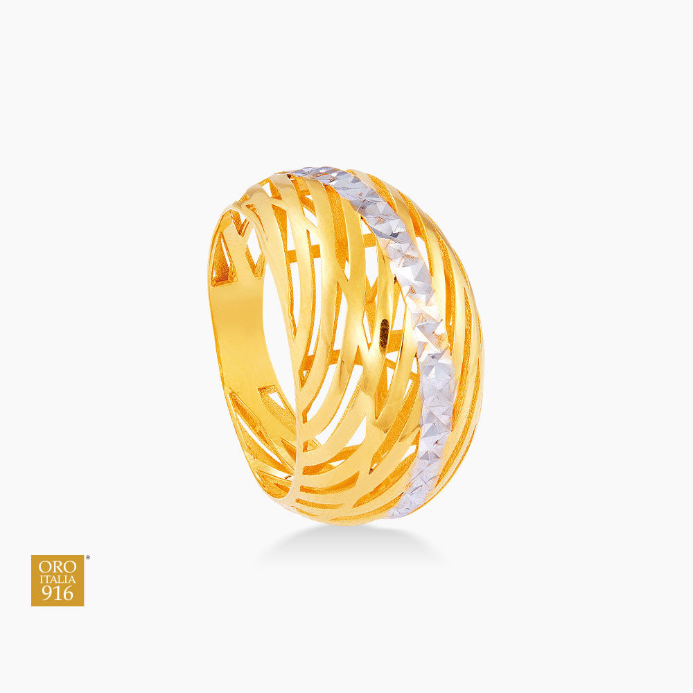 Oro Italia 916 Yellow and White Gold Ring GR51590823(YW)-BI (22K Gold)