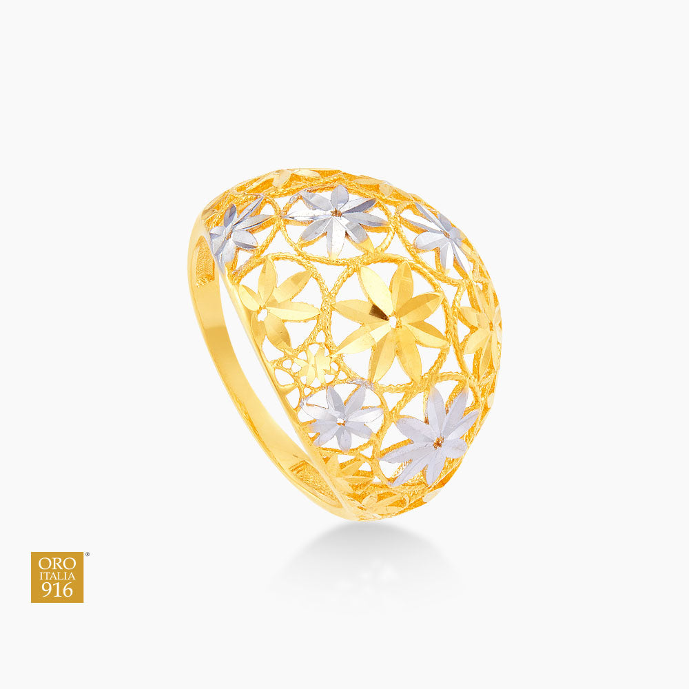Oro Italia 916 Yellow and White Gold Ring GR51680823(YW)-BI (22K Gold)