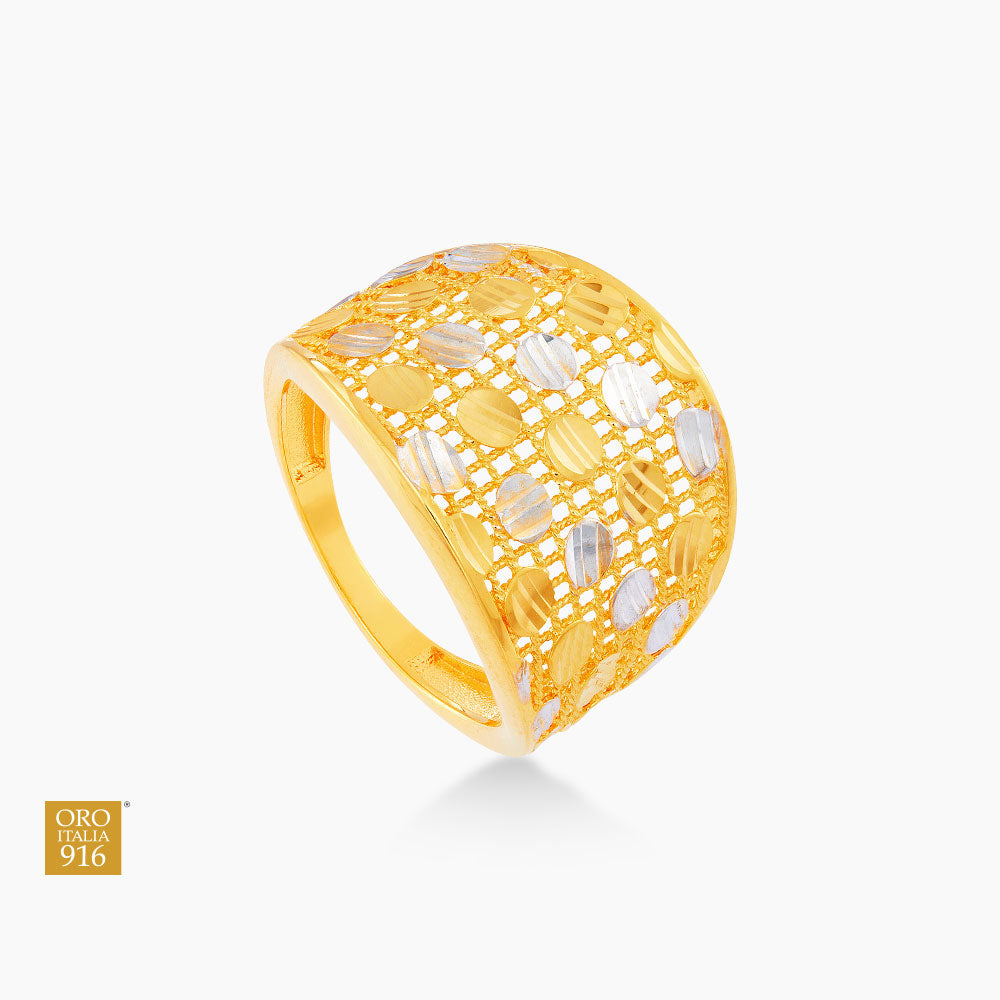 Oro Italia 916 Yellow and White Gold Ring GR51700823(YW)-BI (22K Gold)