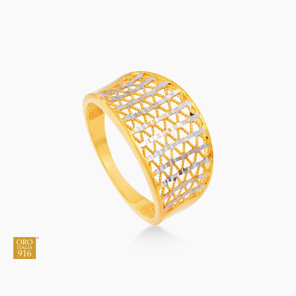 Oro Italia 916 Yellow and White Gold Ring GR51710823(YW)-BI (22K Gold)