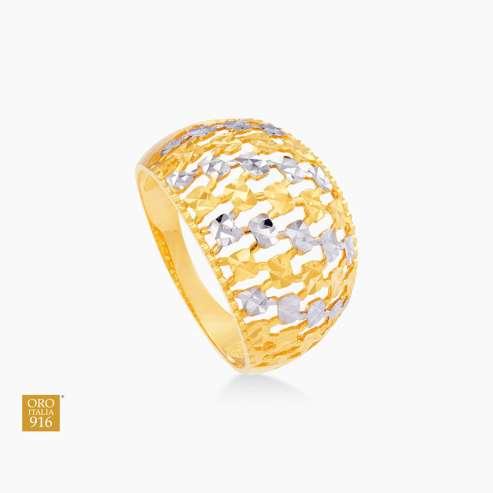 Oro Italia 916 Yellow and White Gold Ring GR51730823(YW)-BI (22K Gold)