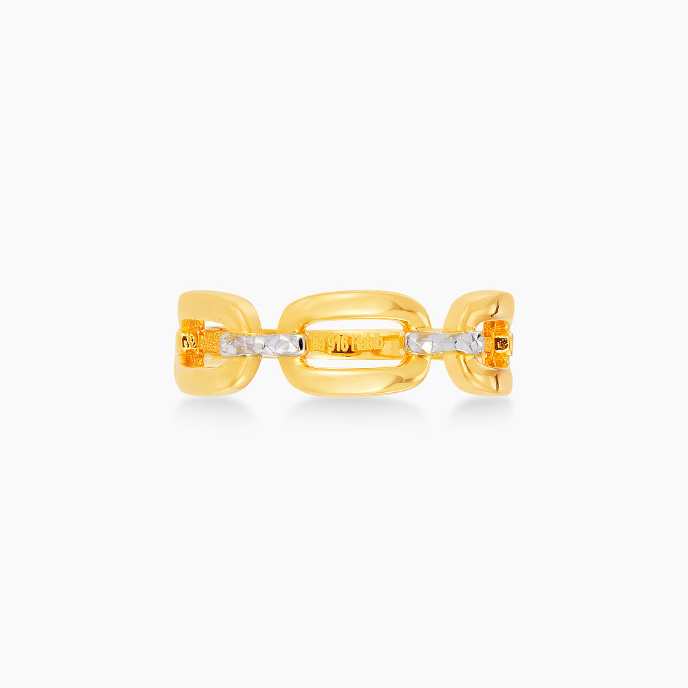 Oro Italia 916 Yellow and White Gold Ring GR52691023(YW)-BI (22K Gold)