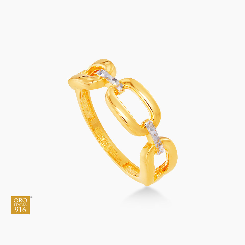 Oro Italia 916 Yellow and White Gold Ring GR52691023(YW)-BI (22K Gold)
