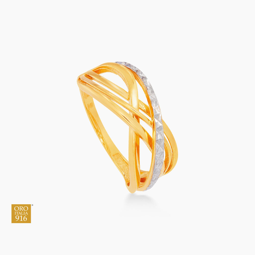 Oro Italia 916 Yellow and White Gold Ring GR53181123(YW)-BI (22K Gold)