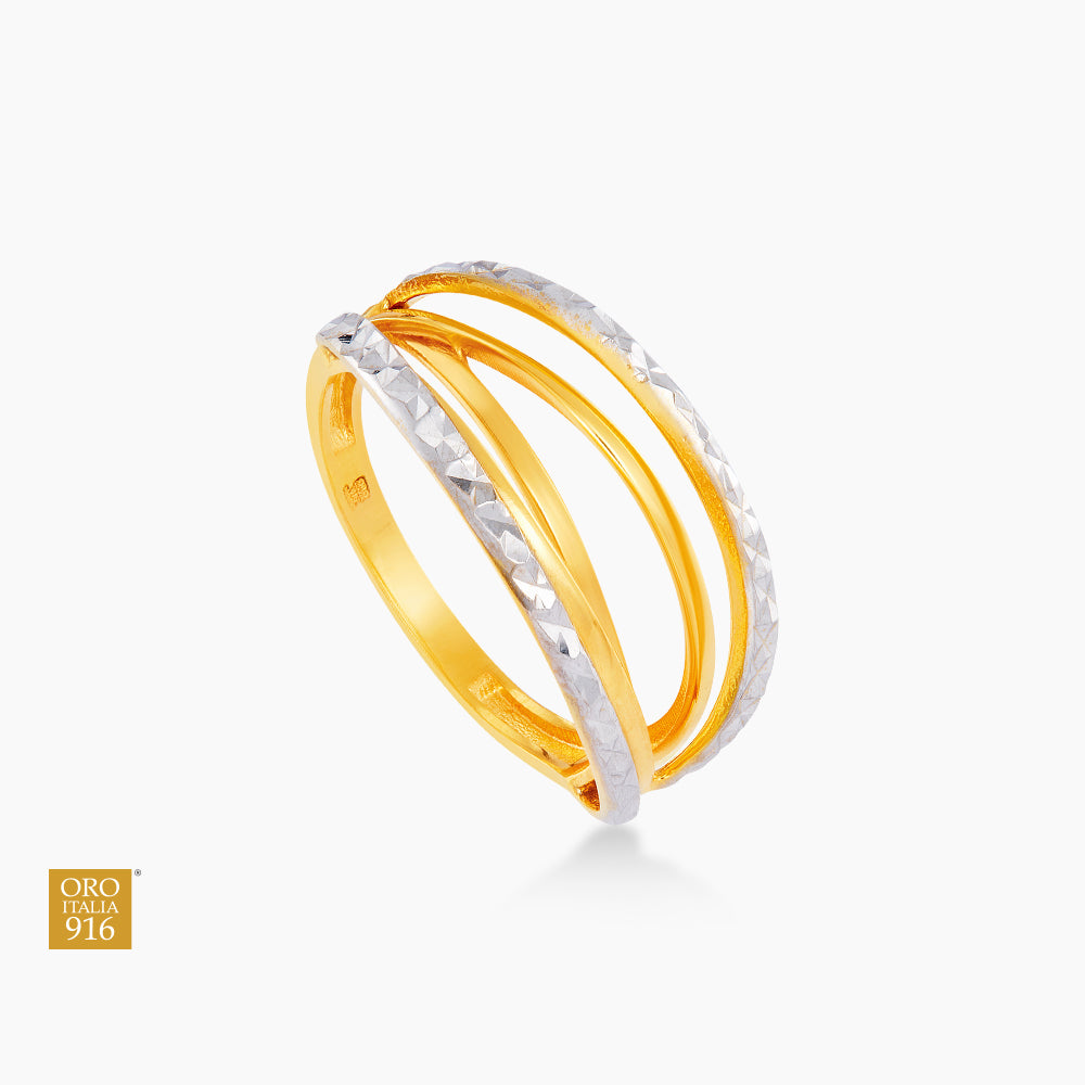 Oro Italia 916 Yellow and White Gold Ring GR53201123(YW)-BI (22K Gold)