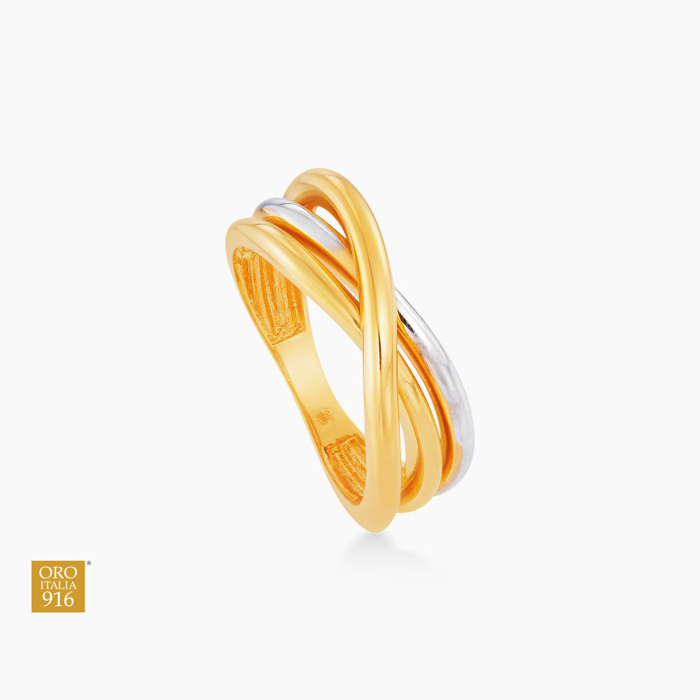 Oro Italia 916 Yellow and White Gold Ring GR53301123(YW)-BI (22K Gold)