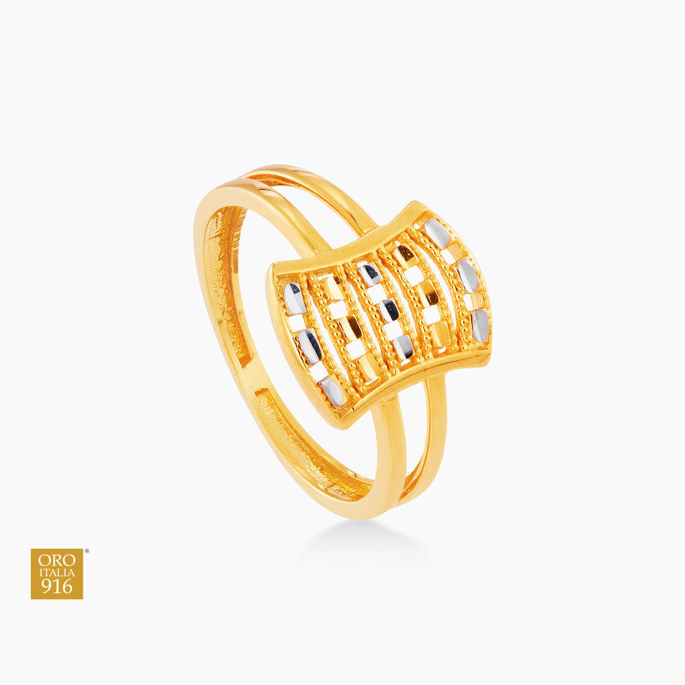Oro Italia 916 Yellow and White Gold Ring GR53421223(YW)-BI (22K Gold)