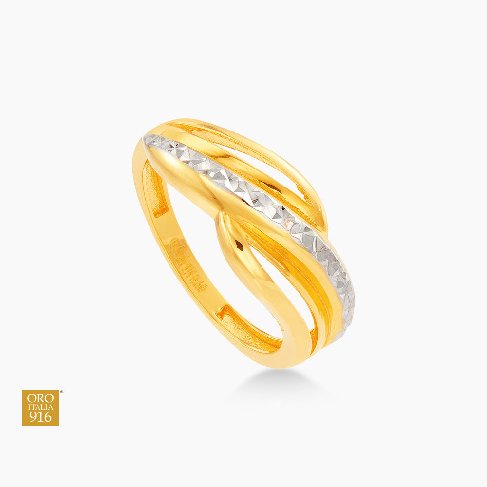 Oro Italia 916 Yellow and White Gold Ring GR53461223(YW)-BI (22K Gold)