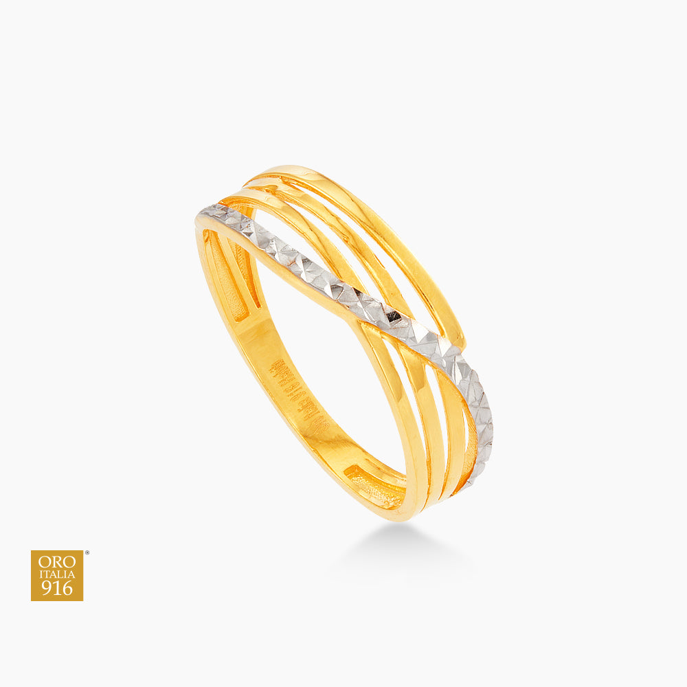 Oro Italia 916 Yellow and White Gold Ring GR53481223(YW)-BI (22K Gold)