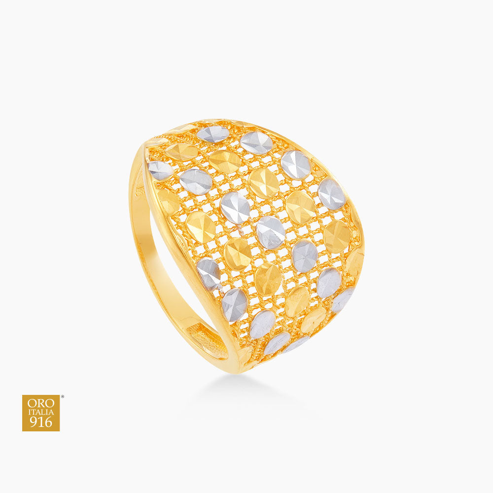 Oro Italia 916 Yellow and White Gold Ring GR53731223(YW)-BI (22K Gold)