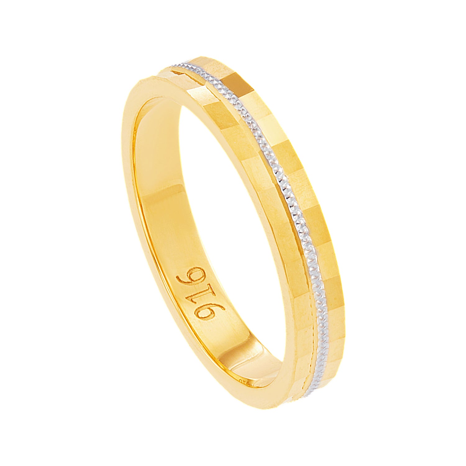 Oro Italia 916 Yellow and White Gold Ring GR55380724(YW)-BI (22K Gold)