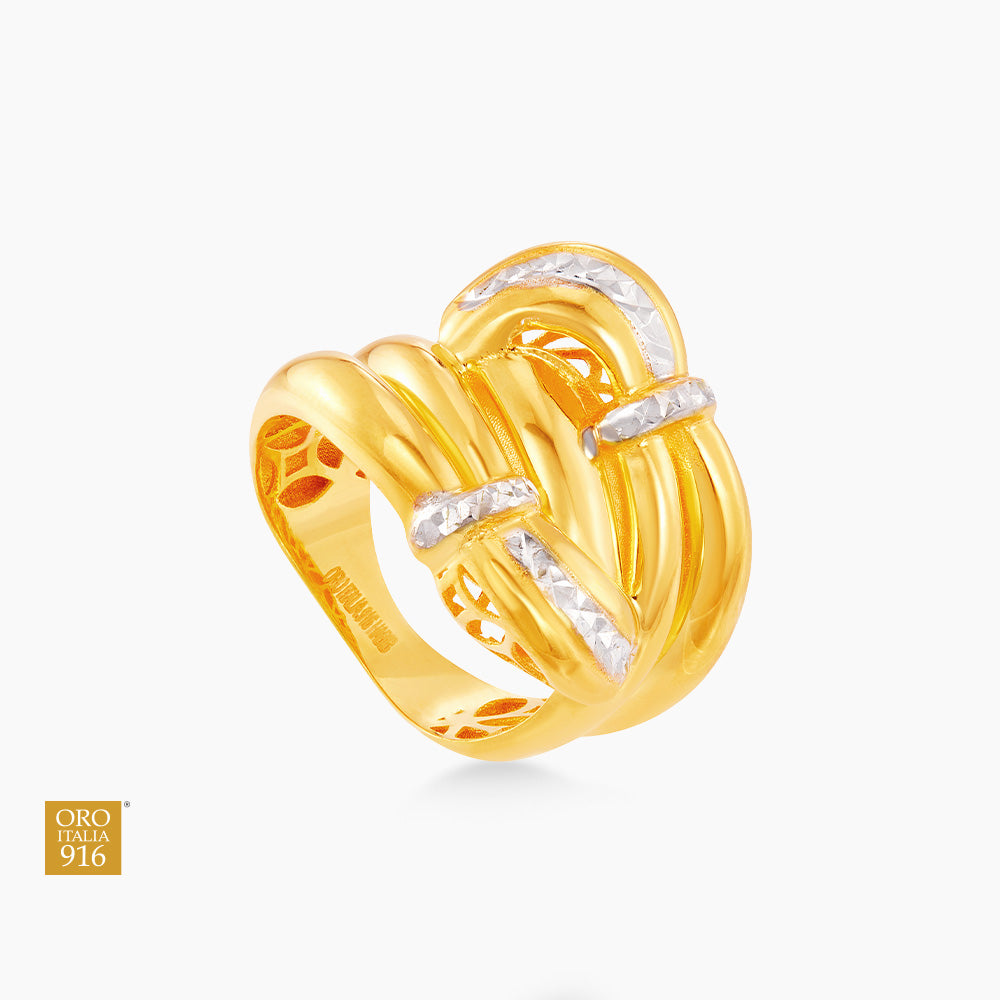 Oro Italia 916 Yellow and White Gold Ring GR55530724(YW)-BI (22K Gold)