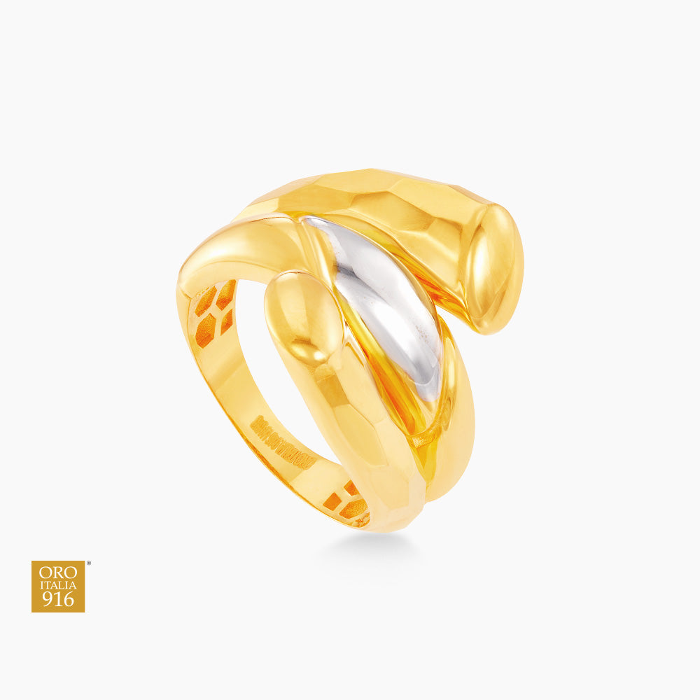 Oro Italia 916 Yellow and White Gold Ring GR55580724(YW)-BI (22K Gold)