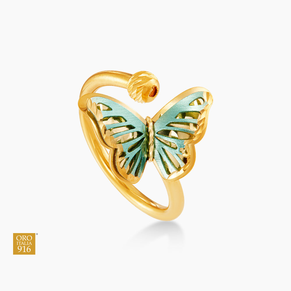 CLARA | Oro Italia 916 Yellow Gold Ring GR55840824(BLU) (22K Gold)