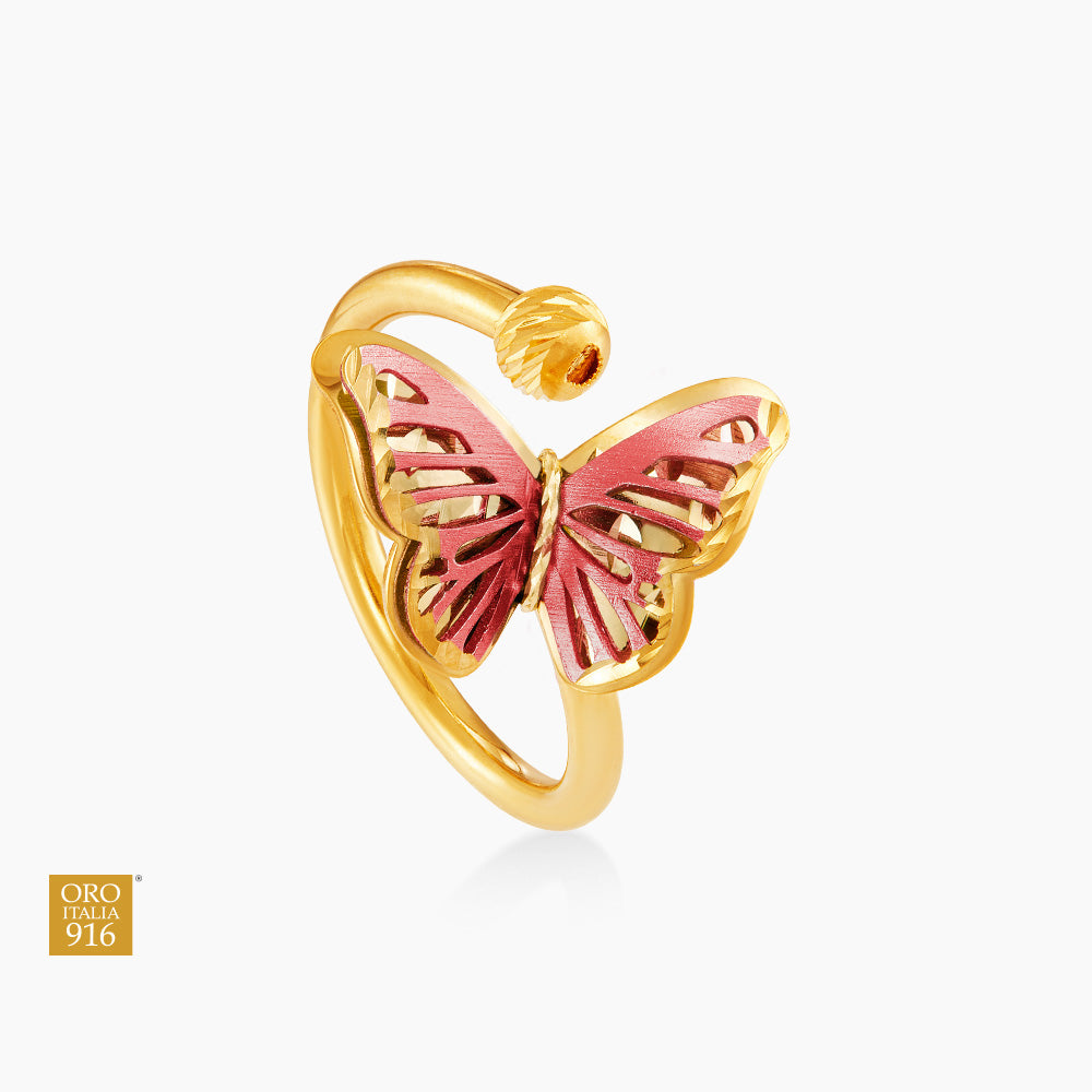 CLARA | Oro Italia 916 Yellow Gold Ring GR55840824(RED) (22K Gold)