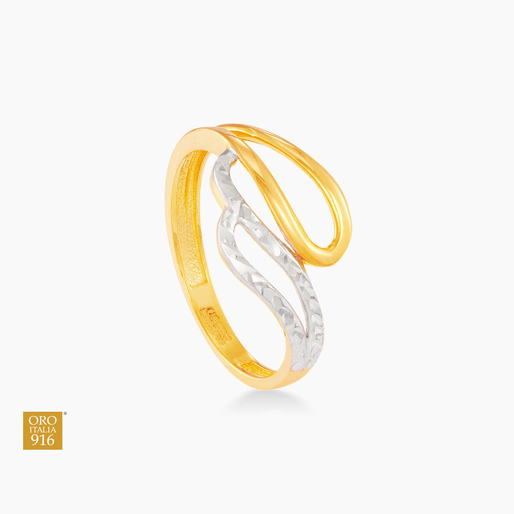 Oro Italia 916 Yellow and White Gold Ring GR57341024(YW)-BI (22K Gold)