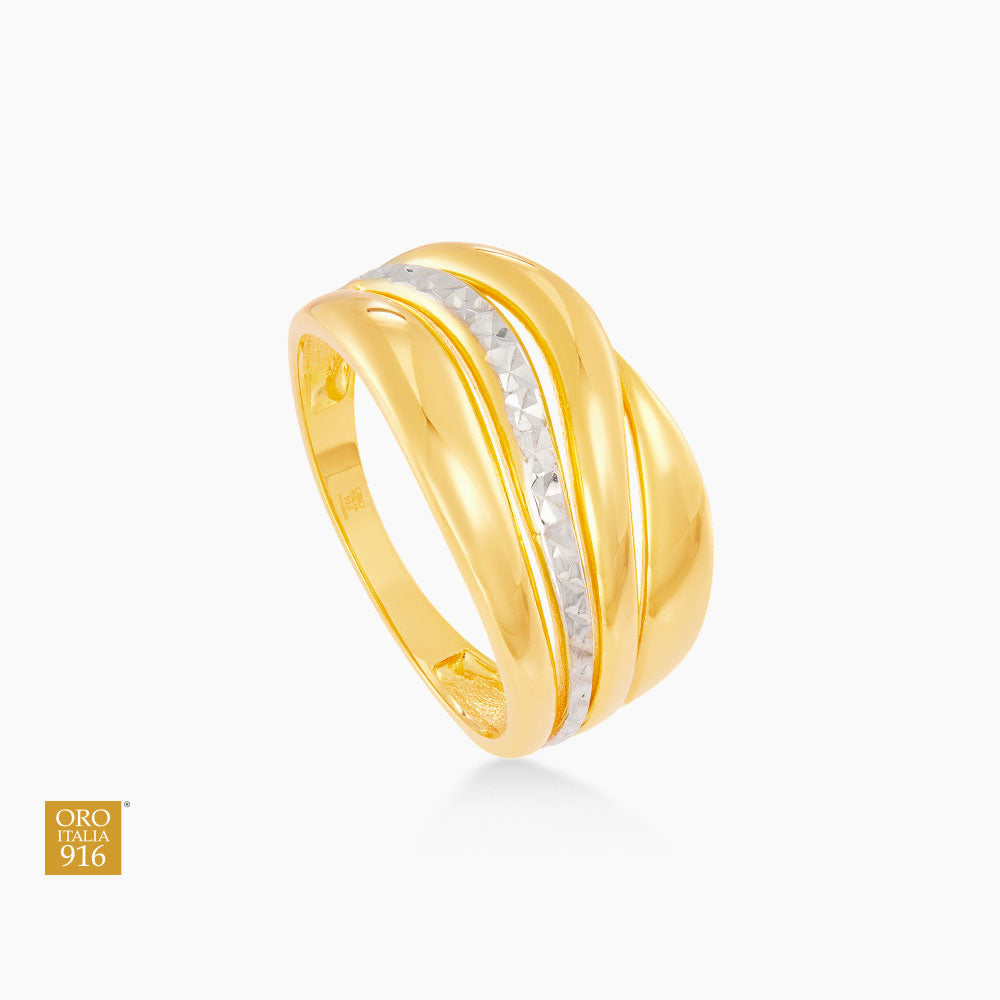 Oro Italia 916 Yellow and White Gold Ring GR57561124(YW)-BI (22K Gold)