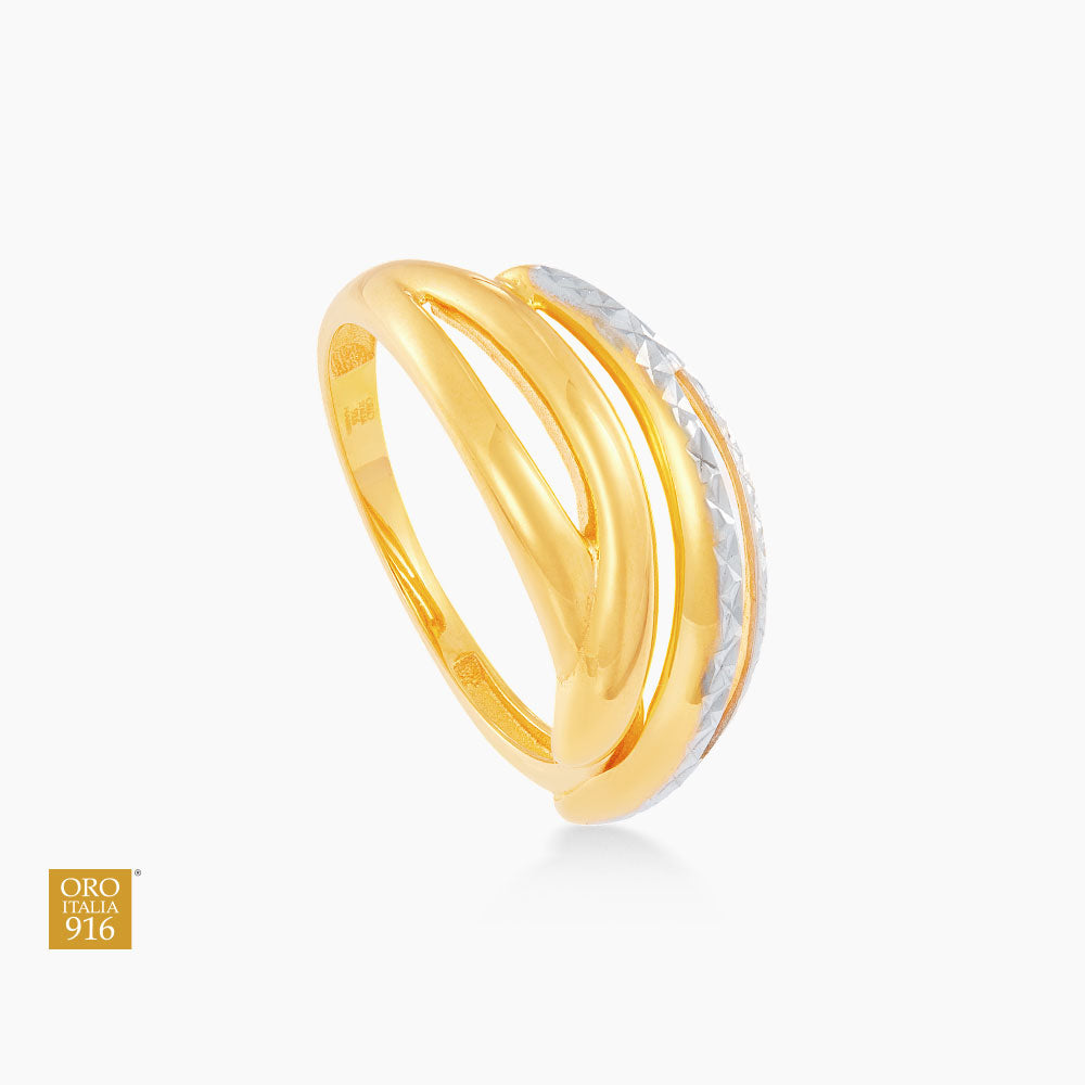 Oro Italia 916 Yellow and White Gold Ring GR57571124(YW)-BI (22K Gold)
