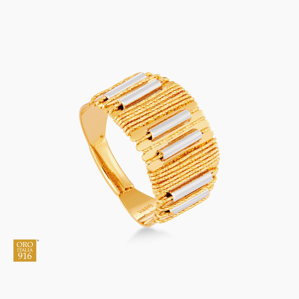 Oro Italia 916 Yellow and White Gold Ring GR57771224(YW)-BI (22K Gold)