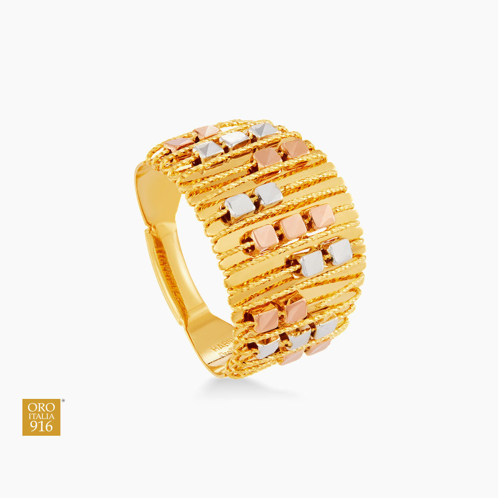 SICILIA | Oro Italia 916 Yellow, White and Rose Gold Ring GR57821224-TI (22K Gold)