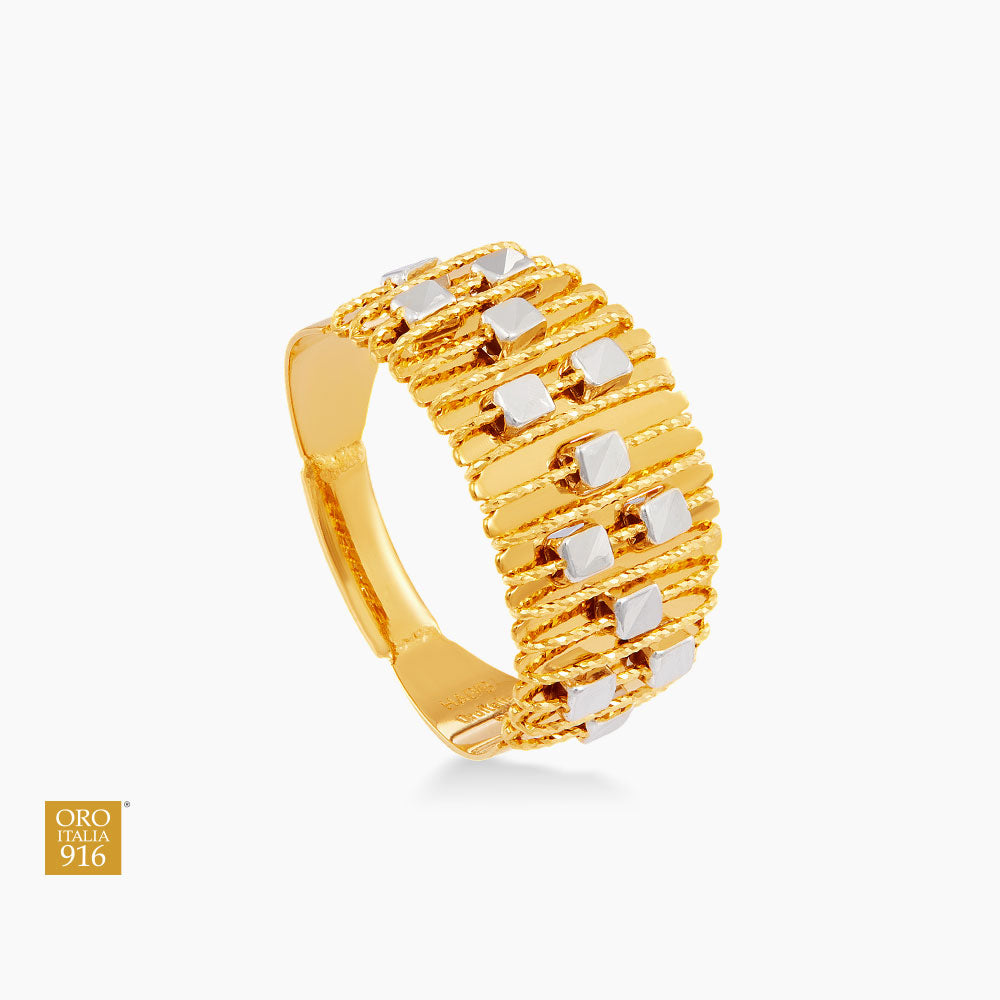 SICILIA | Oro Italia 916 Yellow and White Gold Ring GR57831224(YW)-BI (22K Gold)
