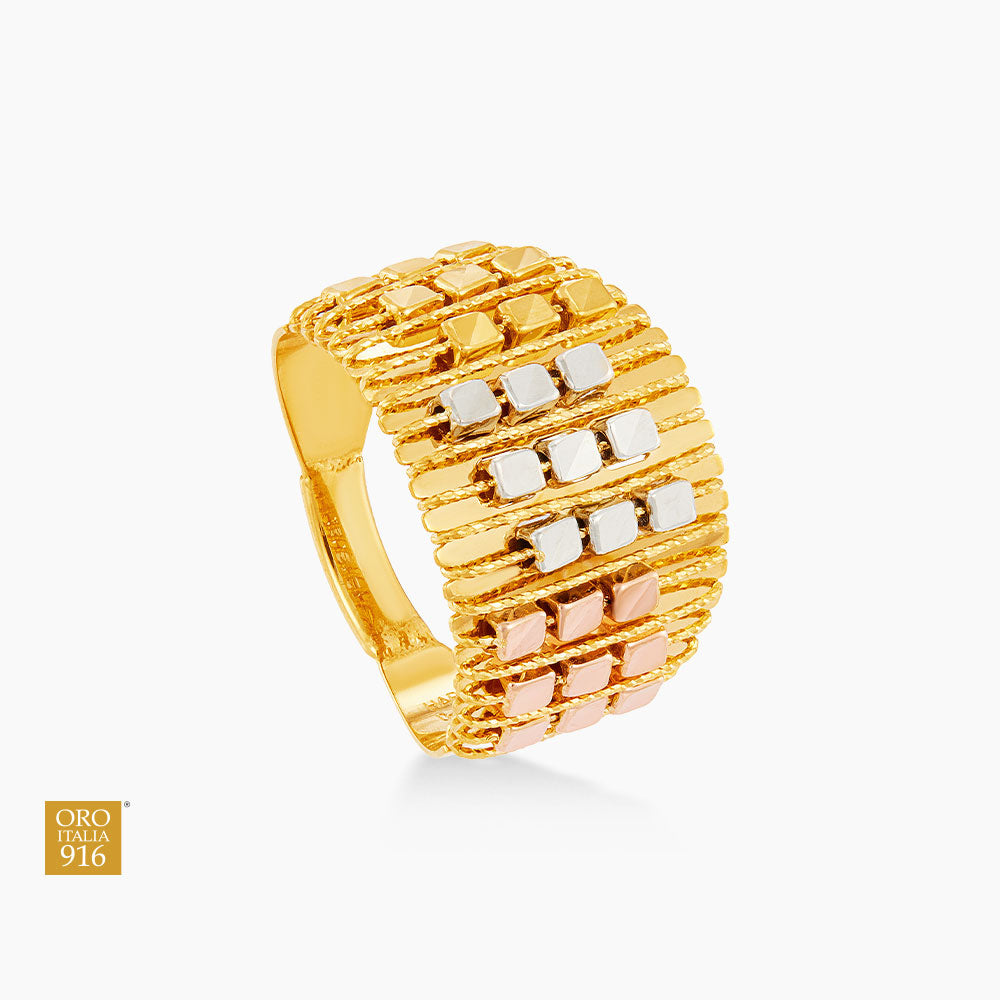 Oro Italia 916 Yellow , White and Rose Gold Ring GR57841224-TI (22K Gold)