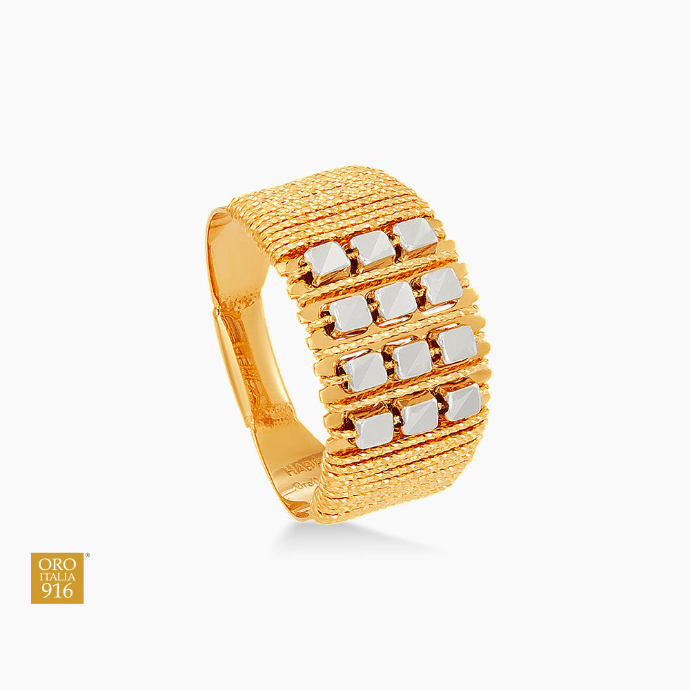 SICILIA | Oro Italia 916 Yellow and White Gold Ring GR57861224(YW)-BI (22K Gold)