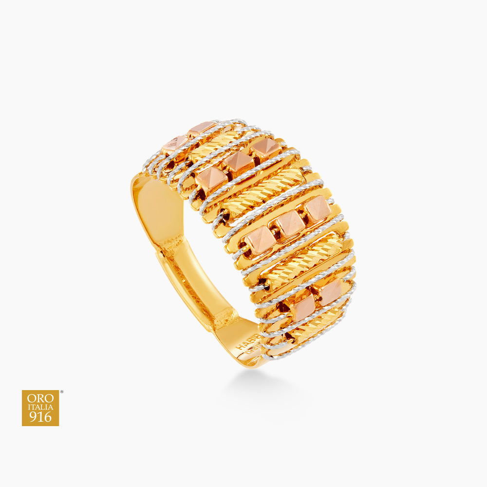 SICILIA | Oro Italia 916 Yellow, White and Rose Gold Ring GR57871224-TI (22K Gold)