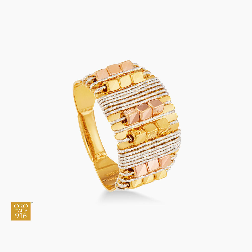 SICILIA | Oro Italia 916 Yellow, White & Rose Gold Ring GR57891224-TI (22K Gold)