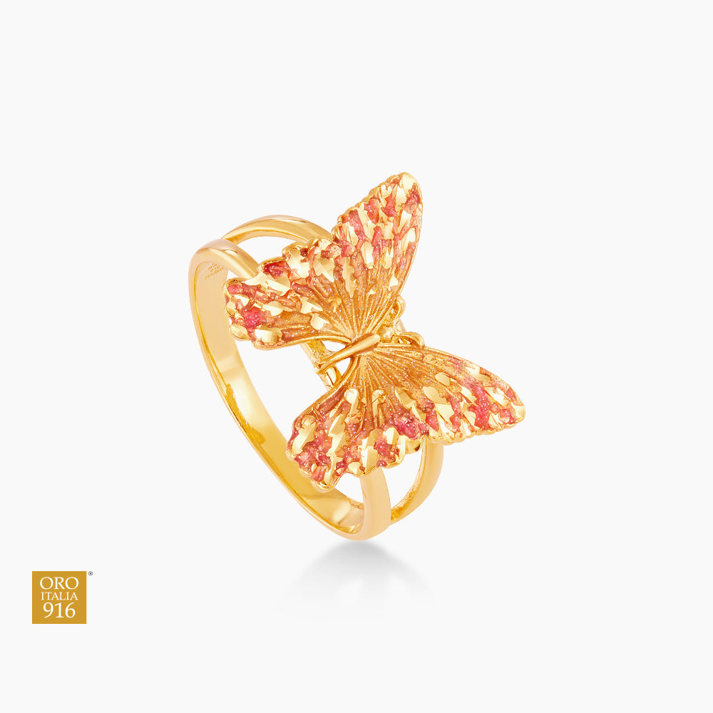Oro Italia 916 Yellow Gold Ring GR57930525(PINK) (22K Gold)