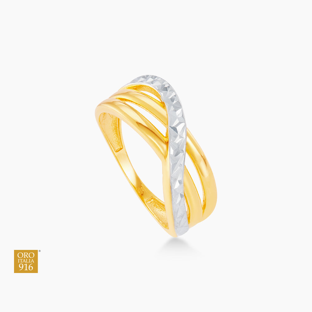 Oro Italia 916 Yellow and White Gold Ring GR57961224(YW)-BI (22K Gold)