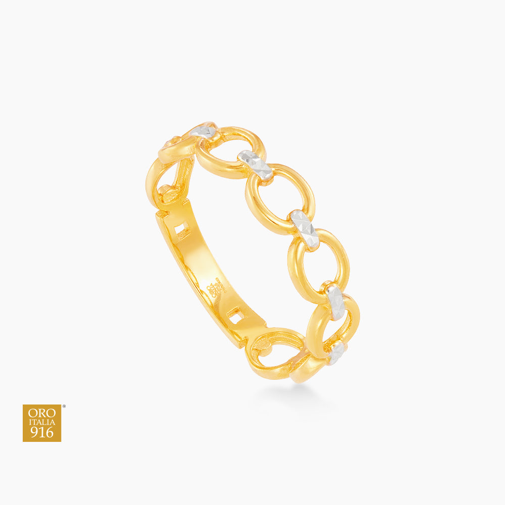 Oro Italia 916 Yellow and White Gold Ring GR57971224(YW)-BI (22K Gold)