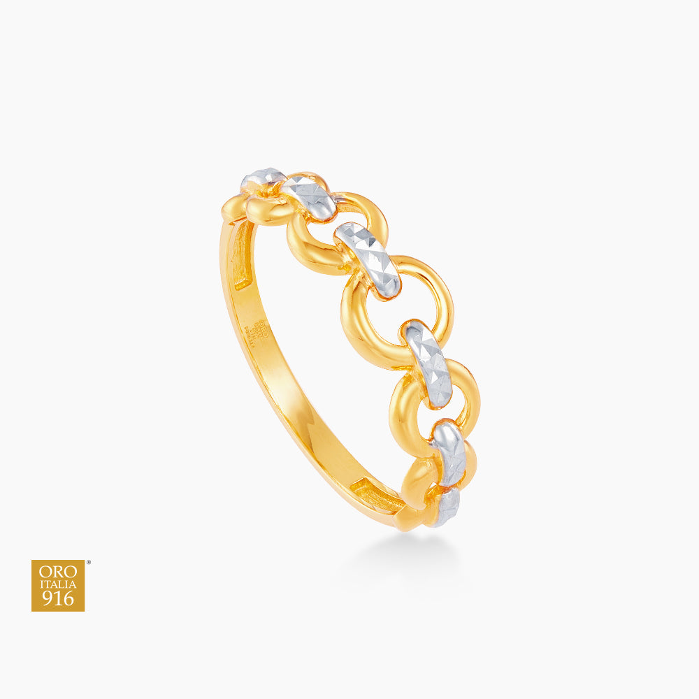Oro Italia 916 Yellow and White Gold Ring GR57991224(YW)-BI (22K Gold)